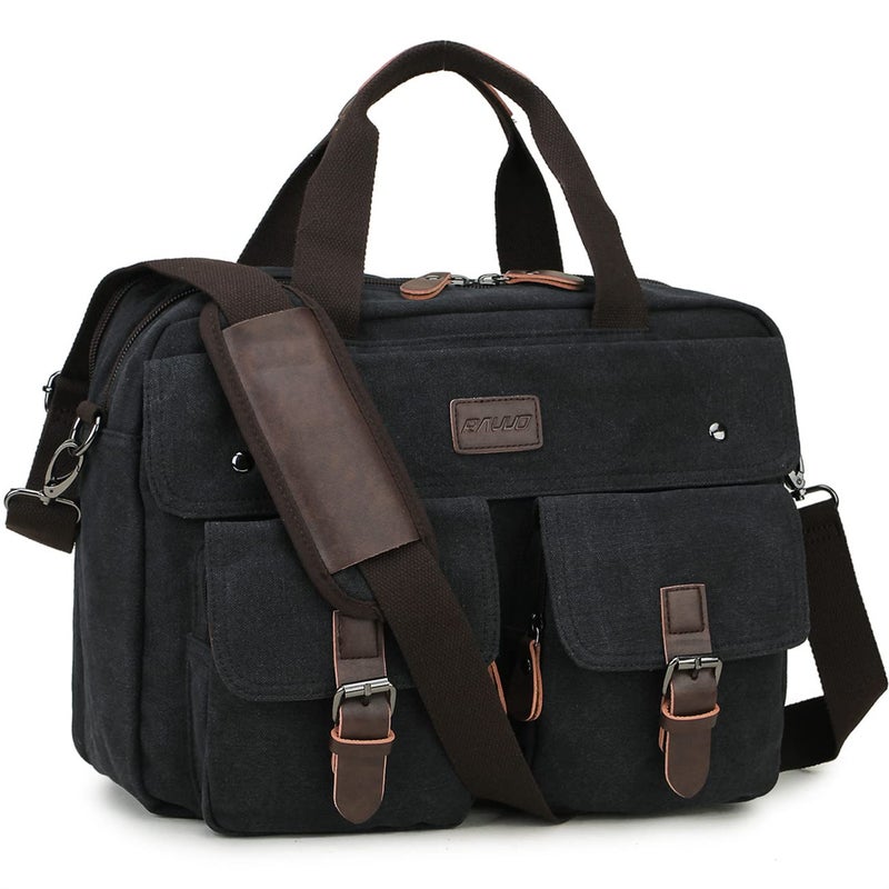 RAVUO Messenger Bag for Men, Water Resistant Mens Briefcase 15.6 Inch Laptop Bag Large Canvas Shoulder Satchel Bag - Image 1
